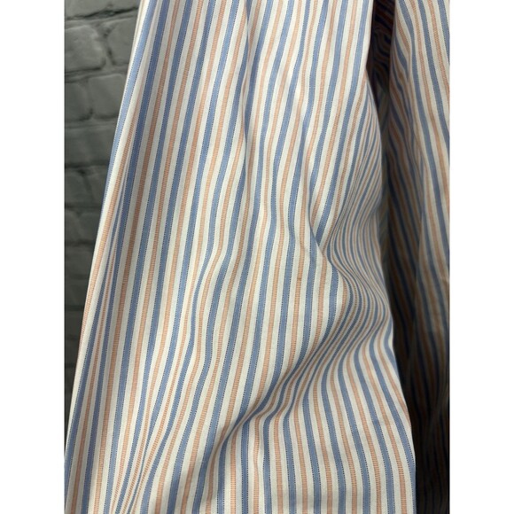 Solemare Maus Hoffman Dress Shirt Men 17/43 White,Orange,Blue Striped Button Up - Picture 7 of 8